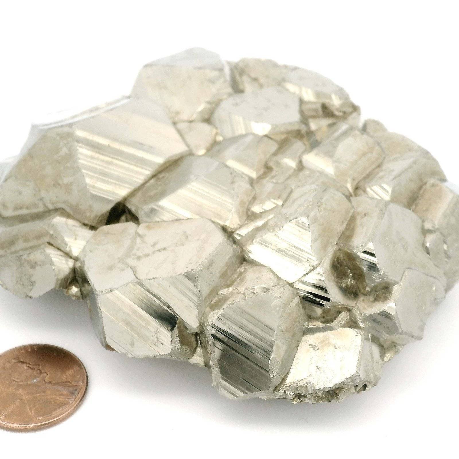 Natural Pyrite Crystal Cluster with Metallic Luster