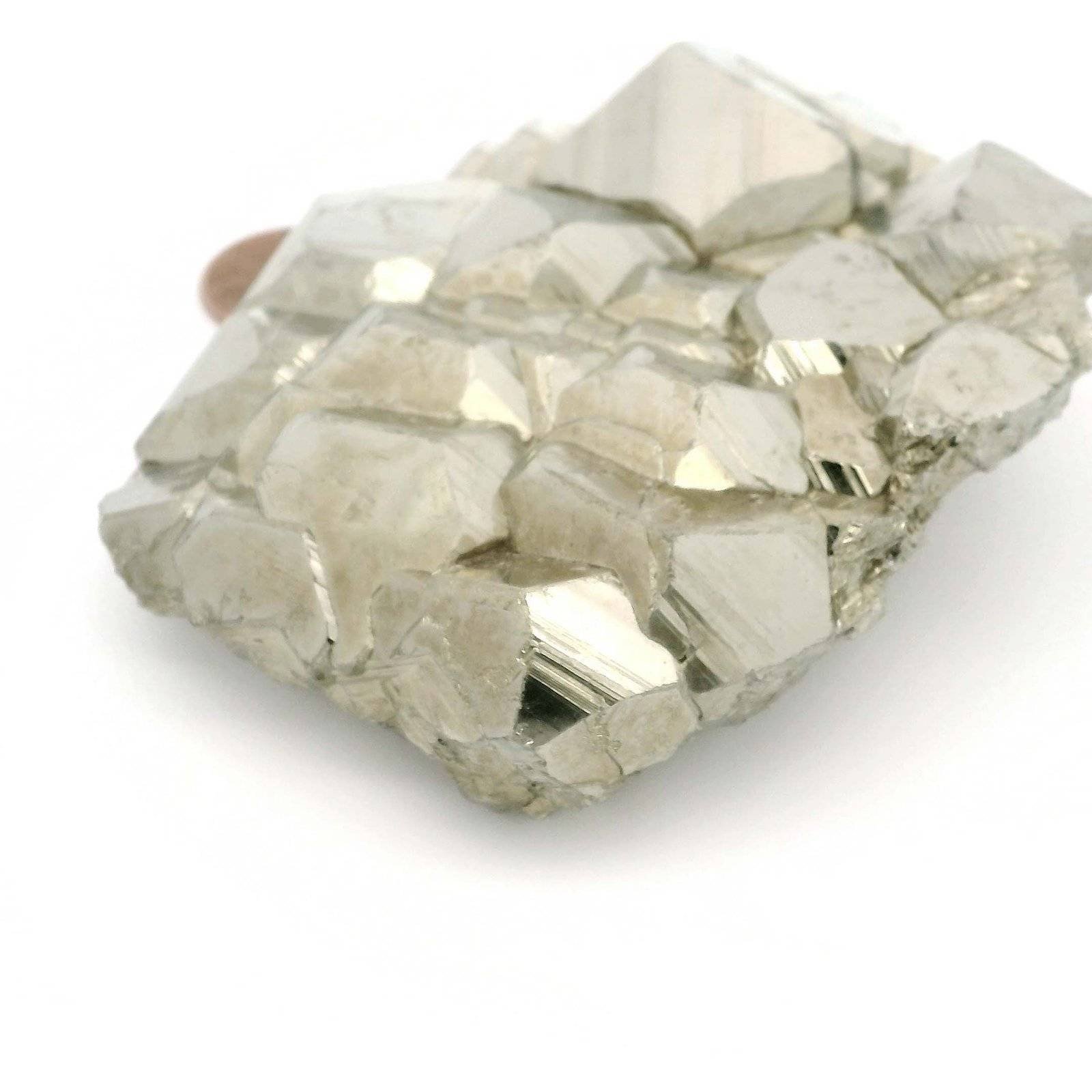 Natural Pyrite Crystal Cluster with Metallic Luster