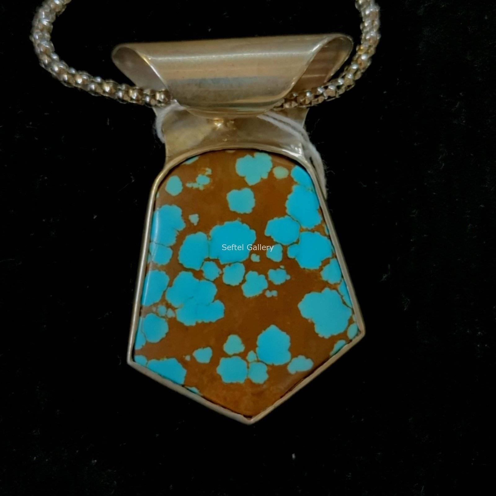 Silver Pendant with Cerrillos Turquoise Gemstone