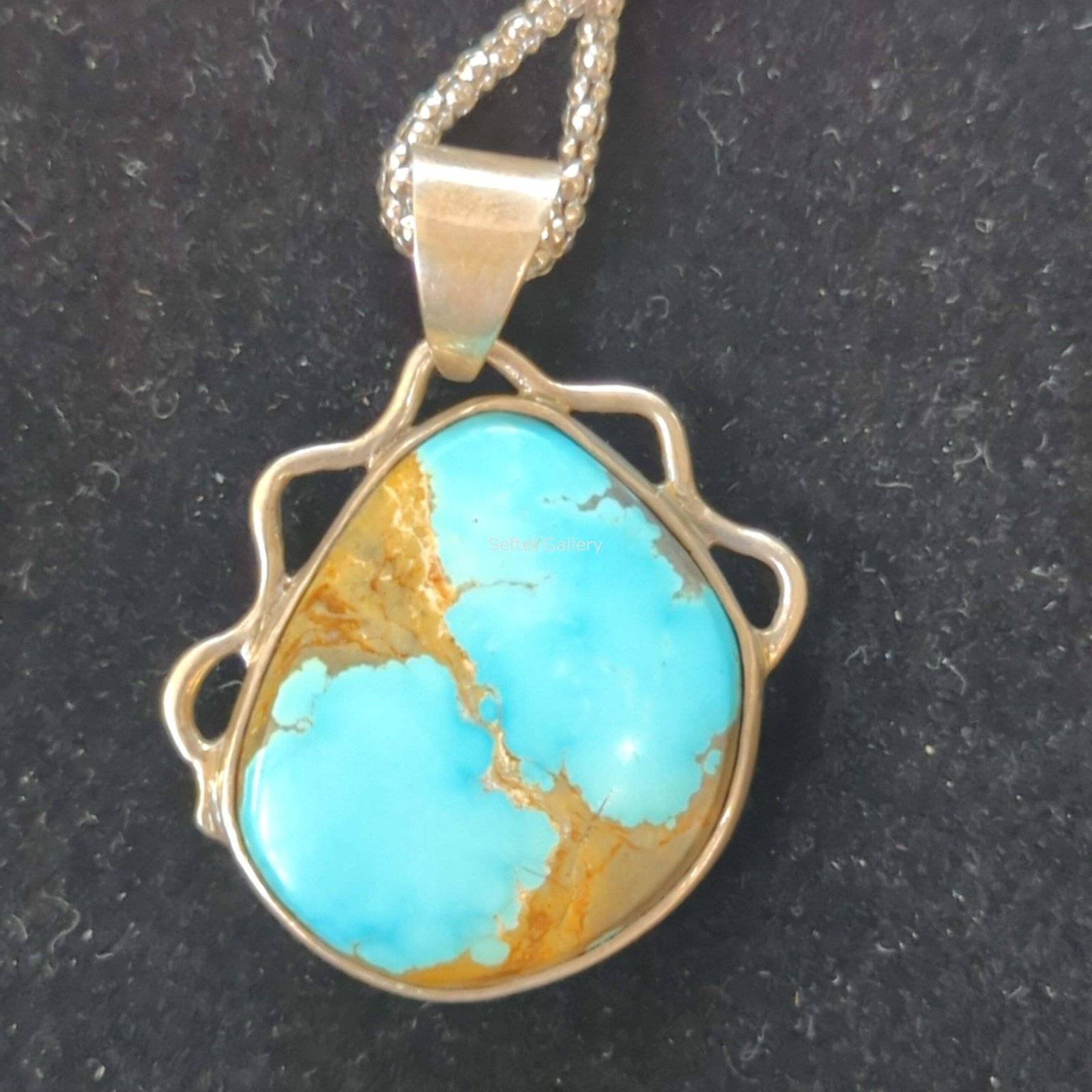 Sterling Silver Pendant with Cerrillos Turquoise Gemstone